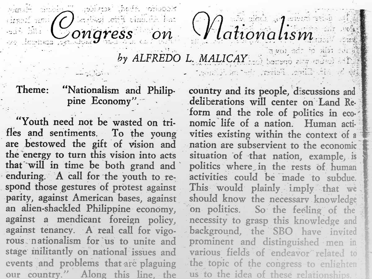 Congress on Nationalism - Alfredo Malicay - The Aggie Green and Gold